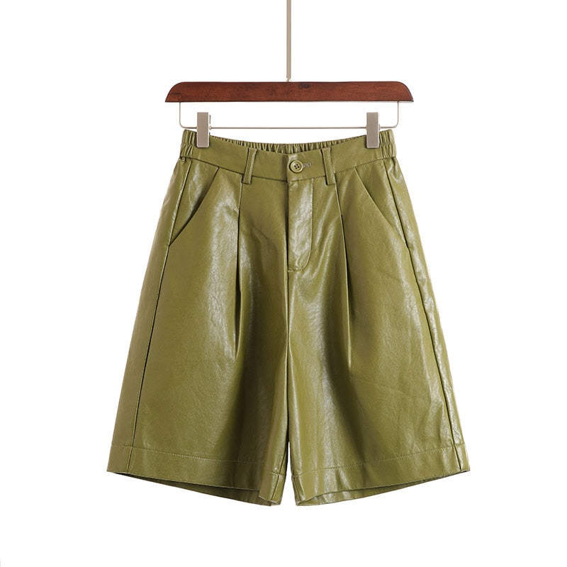 PU Wide Leg Bermuda Short