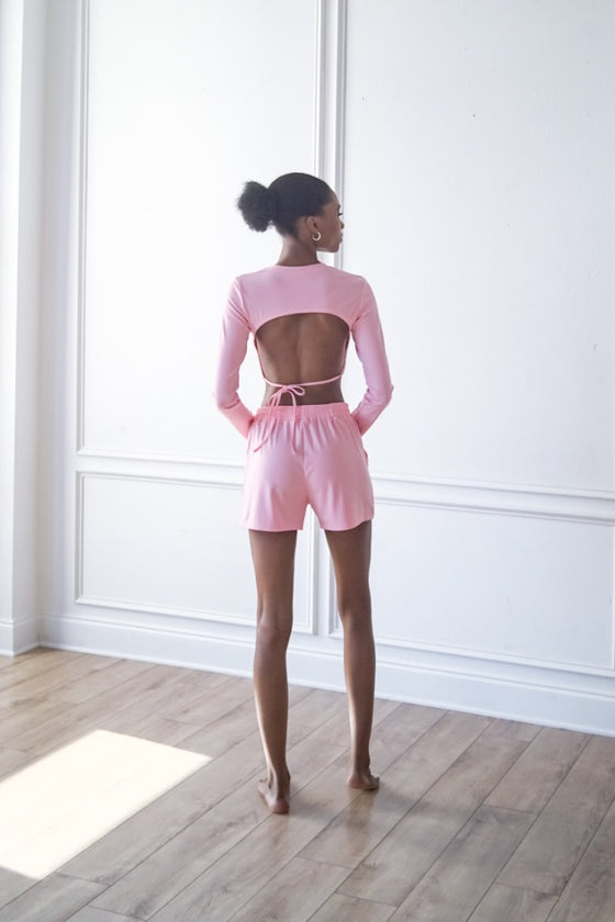Tie Back Crop Top and Shorts Set