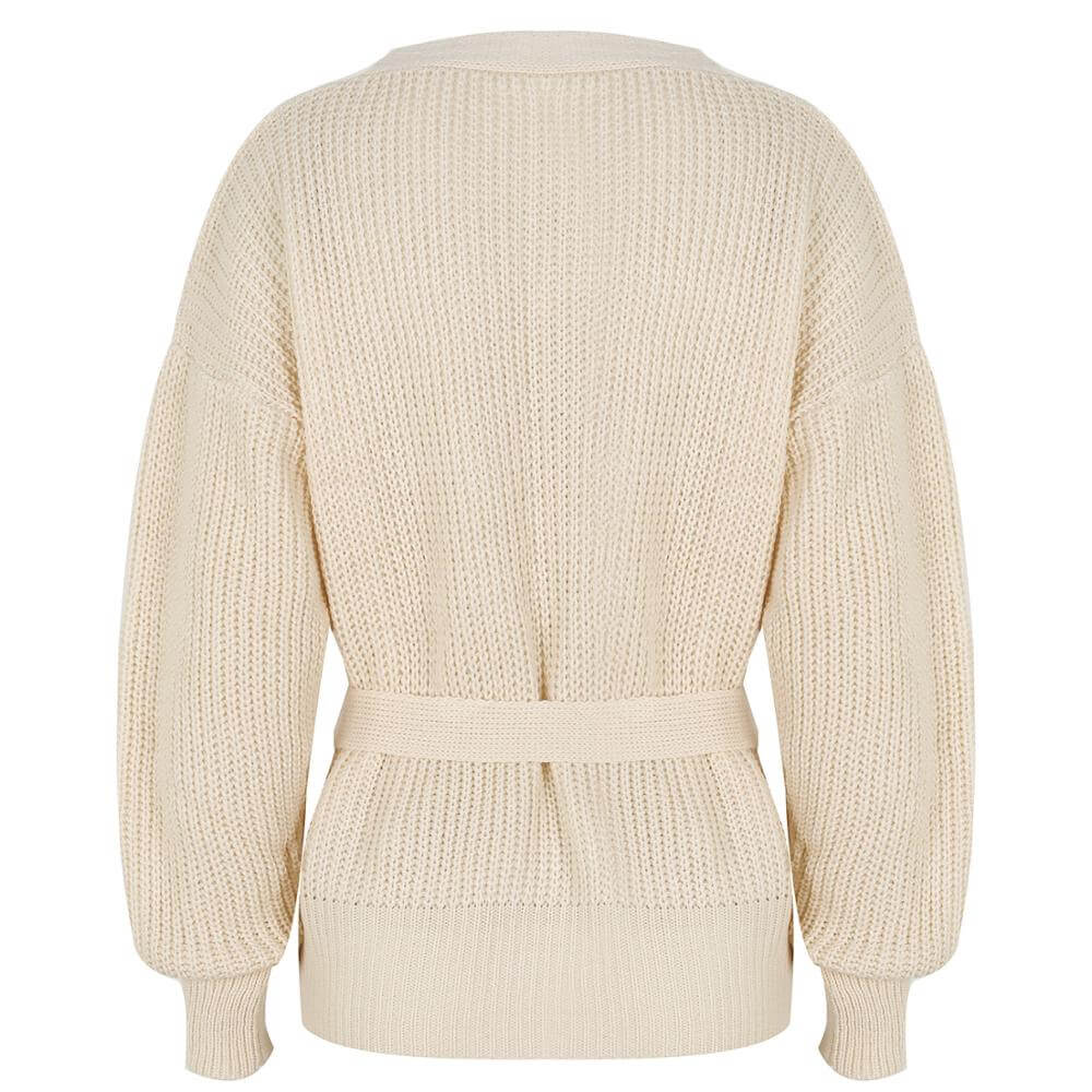 Cream Knit Wrap Sweater