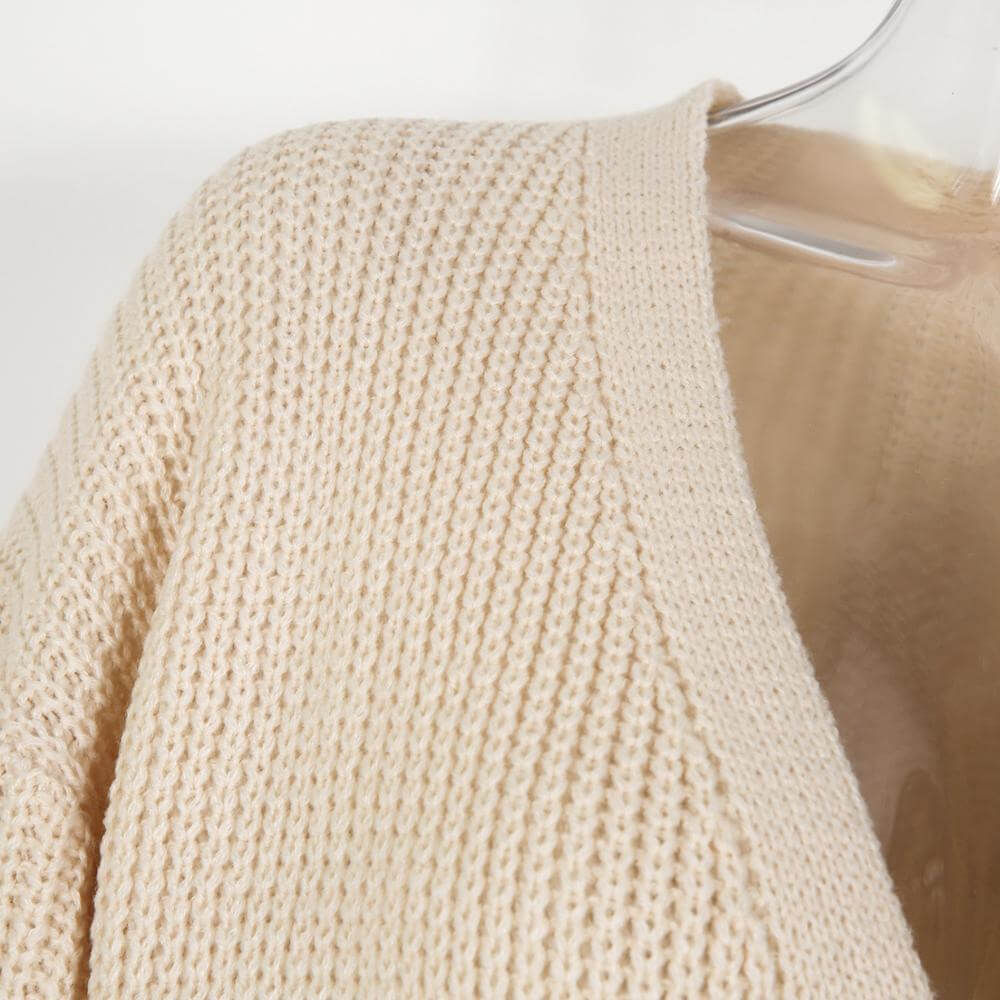Cream Knit Wrap Sweater