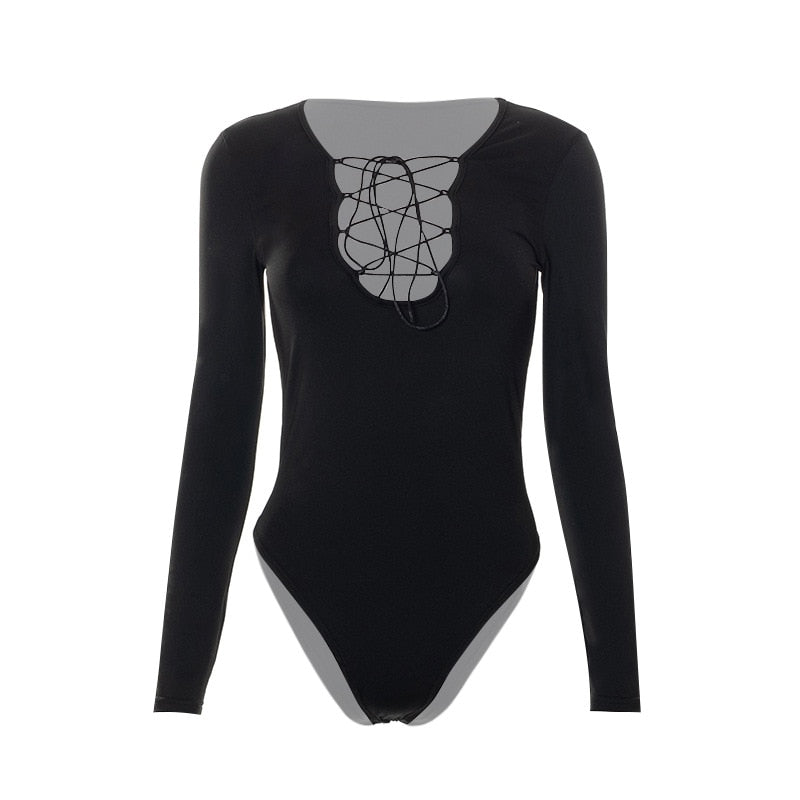 Lace Up Deep U Bodysuit