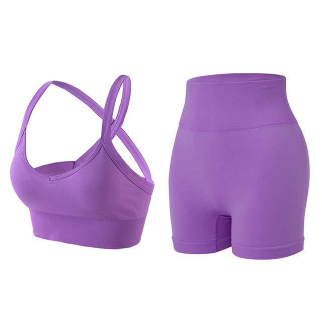 Cross Back Sports Top and Spandex Set
