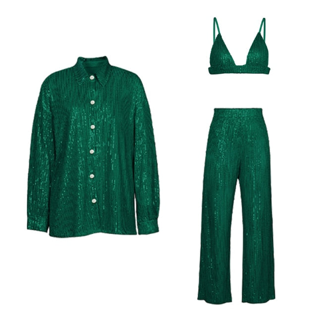 Sequin Three-Piece Pantsuit