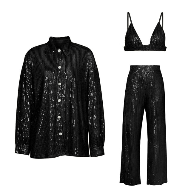 Sequin Three-Piece Pantsuit