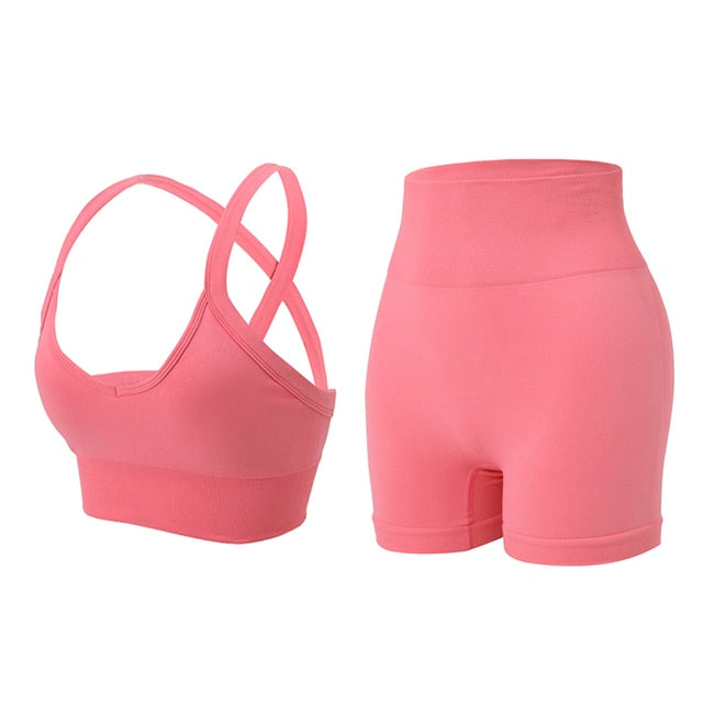 Cross Back Sports Top and Spandex Set