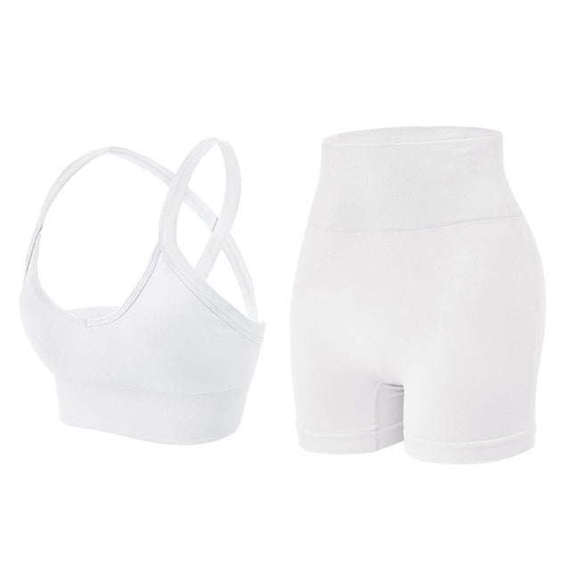 Cross Back Sports Top and Spandex Set