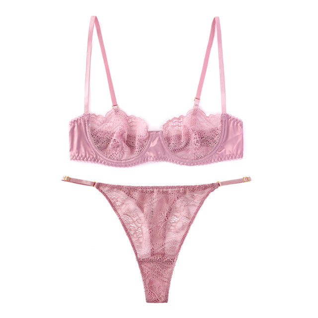 Lace Padless Bra and Thong Panty Set