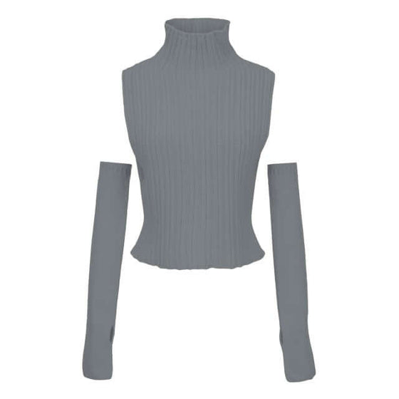 Detached Sleeve Turtleneck Sweater