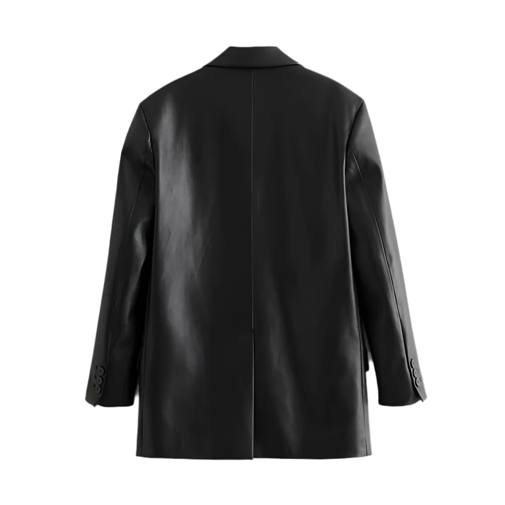 Black Long Sleeve Leather Blazer