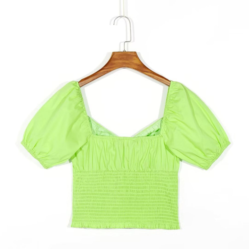 
                      
                        Puffy Sleeve Shirred Bodice Top
                      
                    