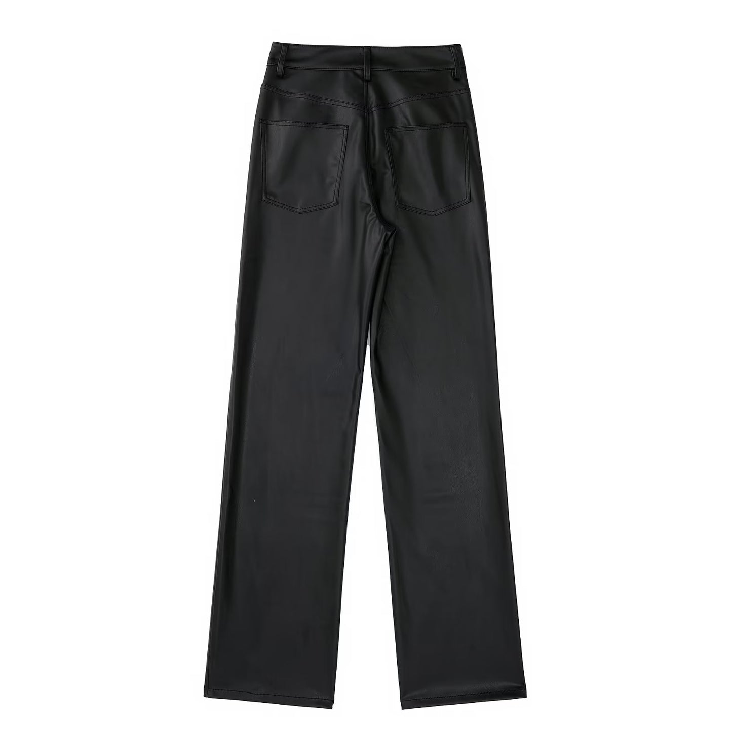 High Waist Straight Leg PU Pants