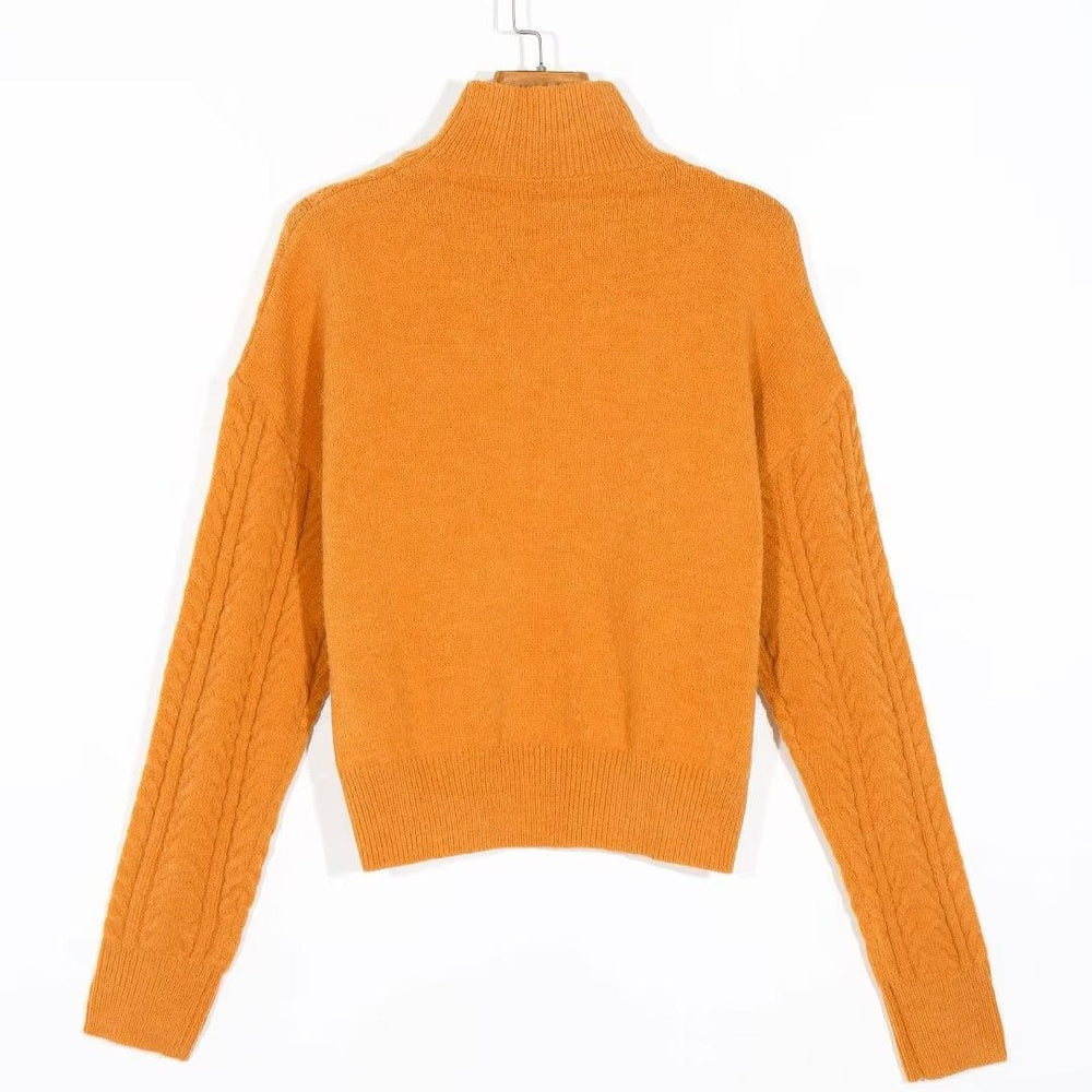 
                      
                        Cable Knit Long Sleeve Turtleneck Sweater
                      
                    