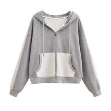  Hooded Zip Up Colorblock Hoodie