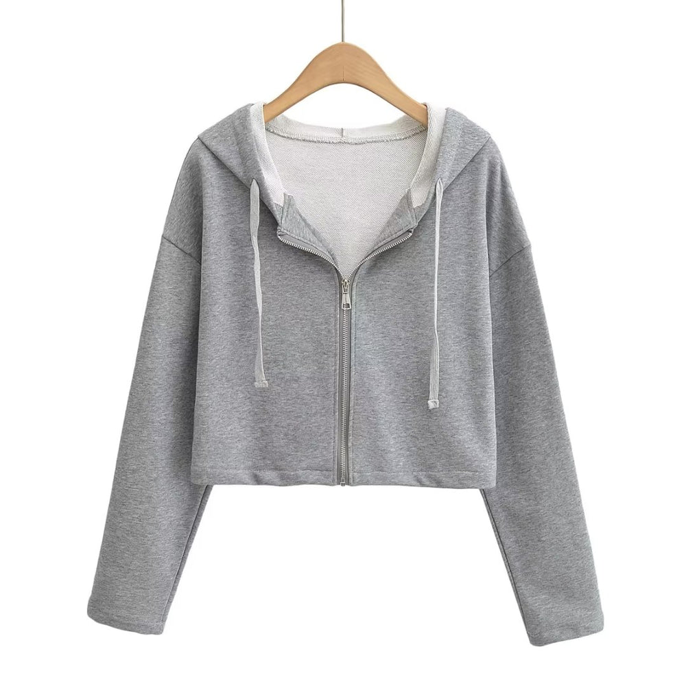 
                      
                        Cropped Zip Up Drawstring Hoodie
                      
                    