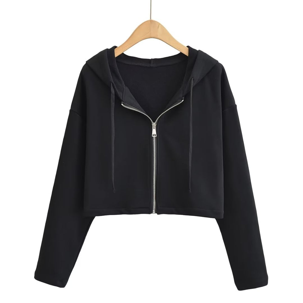 
                      
                        Cropped Zip Up Drawstring Hoodie
                      
                    