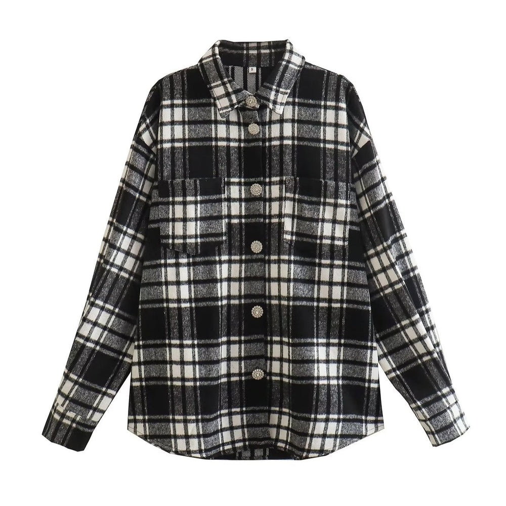 Black Long Sleeve Plaid Flannel