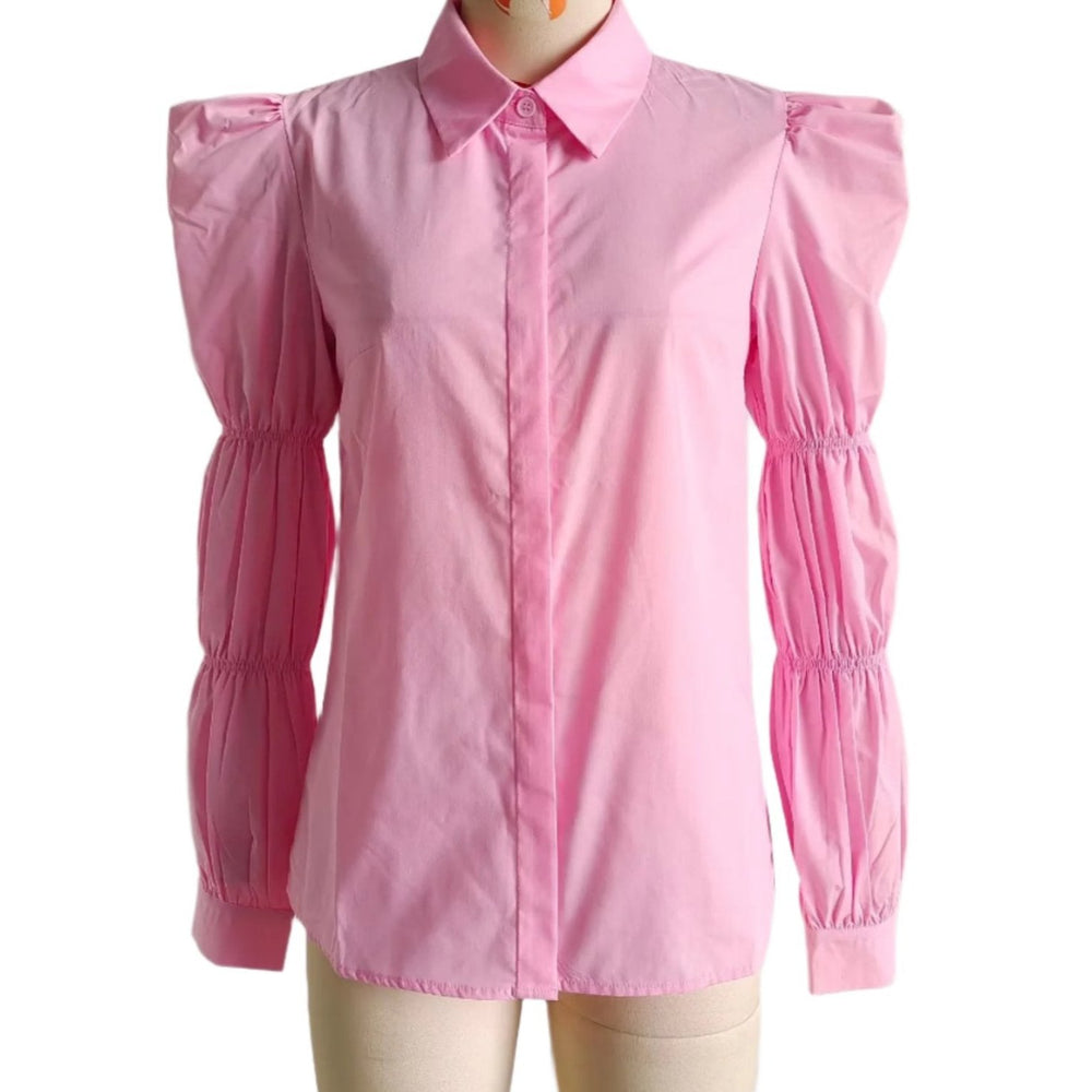 
                  
                    Collared Button Down Tiered Sleeve Blouse
                  
                