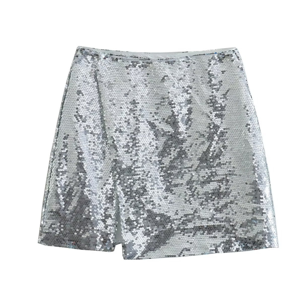 
                  
                    Side Slit Sequin Mini Skirt
                  
                