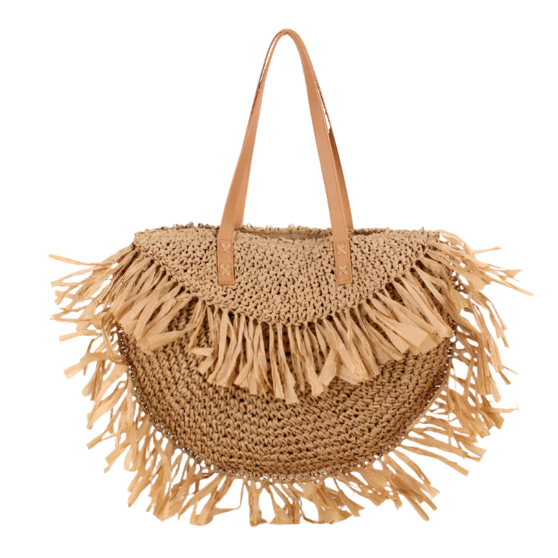 Semicircle Tassel Straw Bag