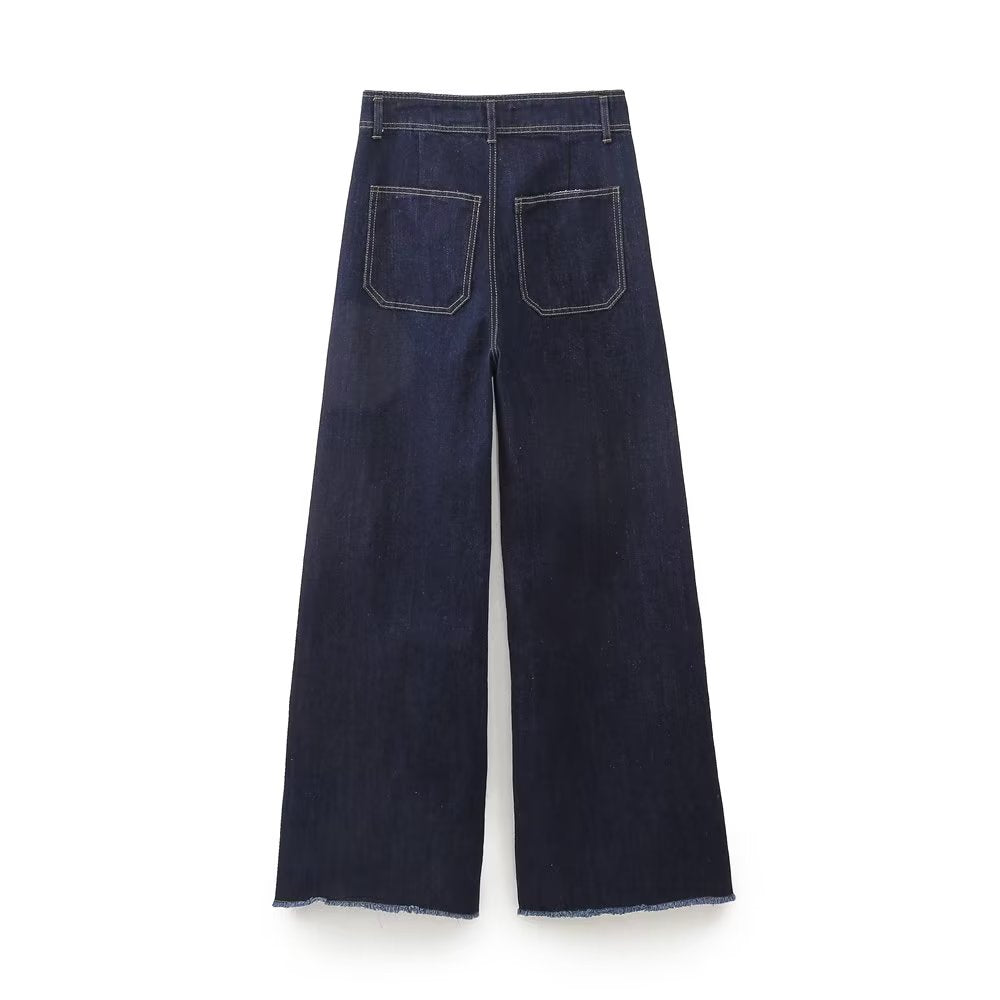 
                      
                        High Waist Dark Wash Wide Leg Cropped Jeans
                      
                    