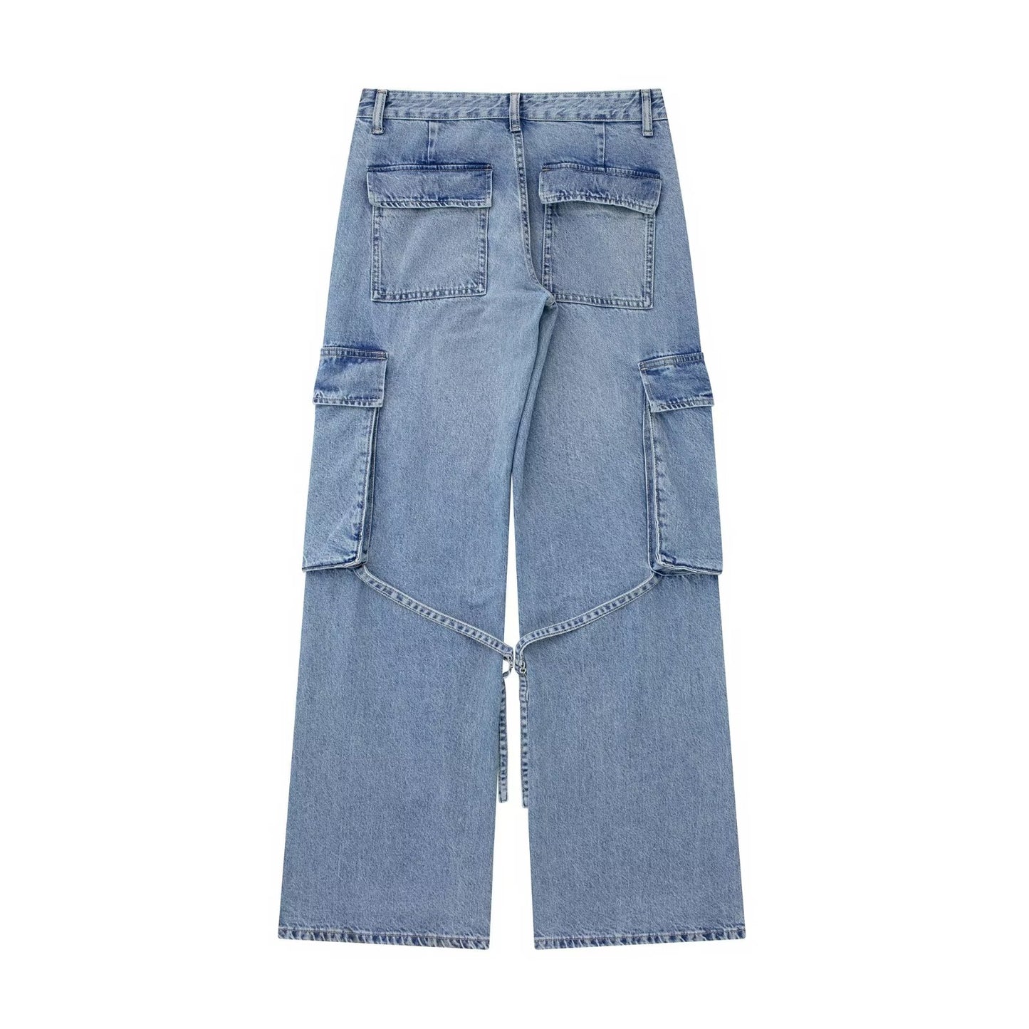 Low Rise Wide Leg Cargo Pocket Jeans