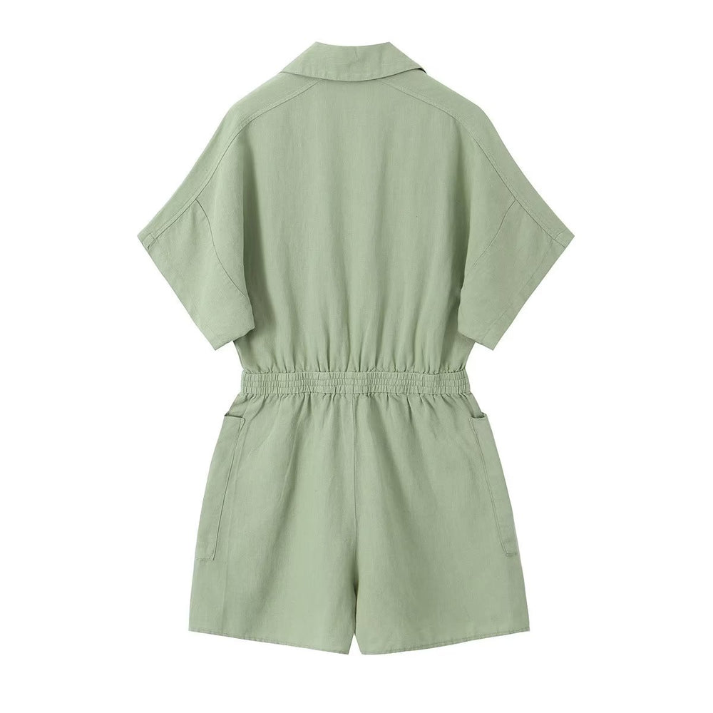 
                      
                        V-Neck Buttoned Romper
                      
                    