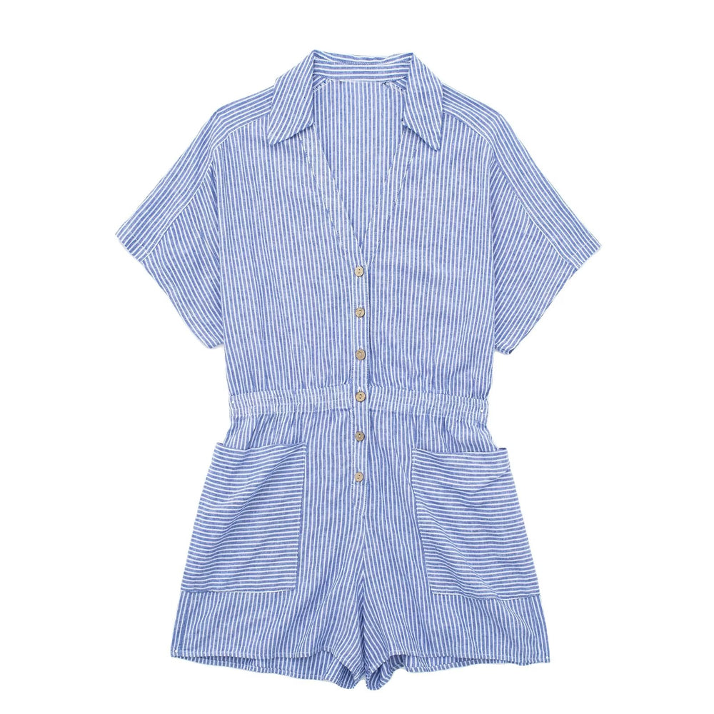 
                      
                        V-Neck Buttoned Romper
                      
                    