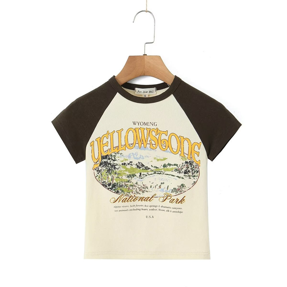 Baseball Style Yellowstone Cropped Tee