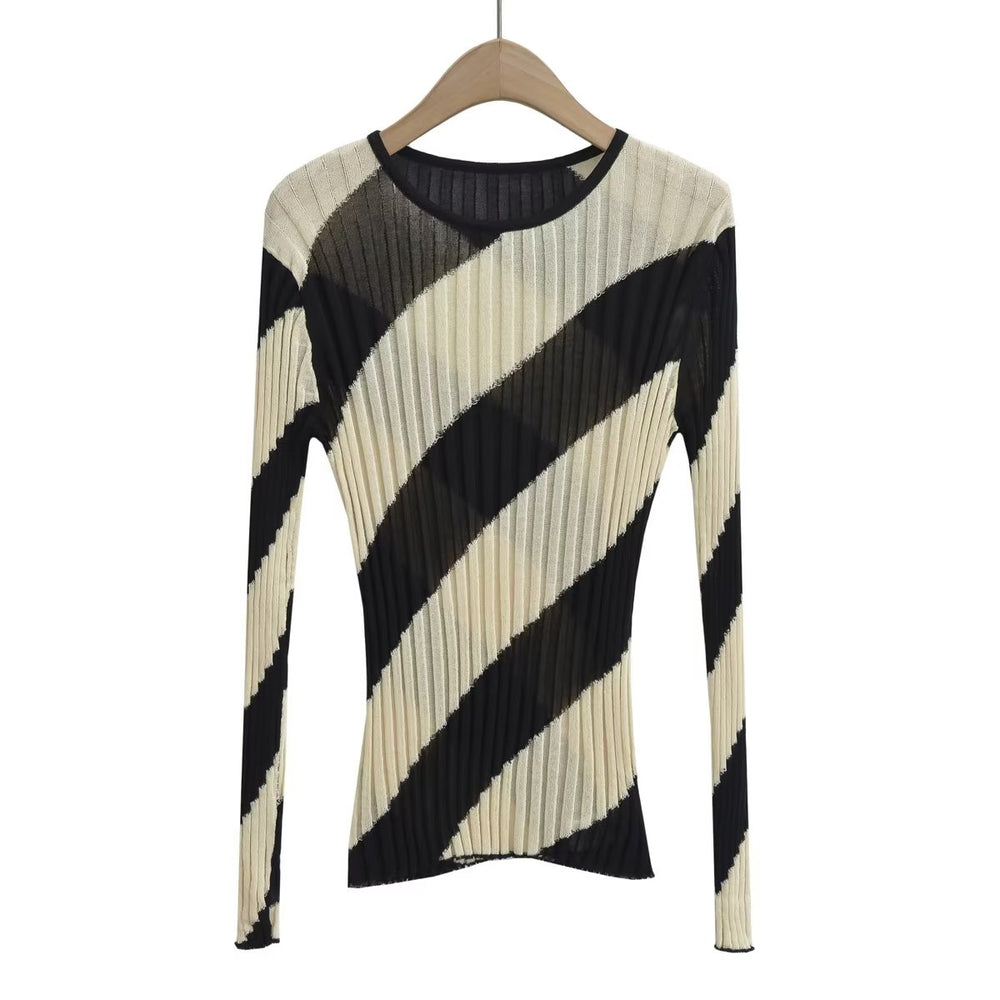 
                      
                        Long Sleeve Ribbed Stripe Sweater
                      
                    