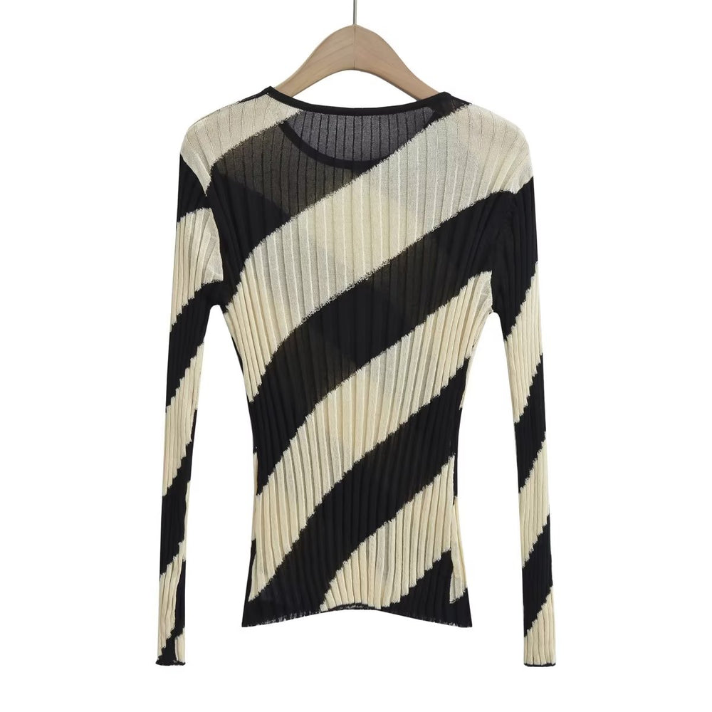 
                      
                        Long Sleeve Ribbed Stripe Sweater
                      
                    