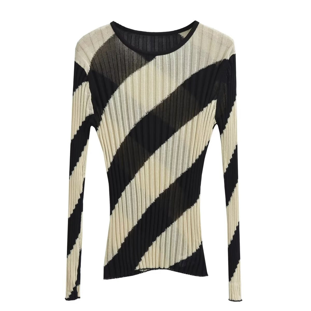 Long Sleeve Ribbed Stripe Sweater