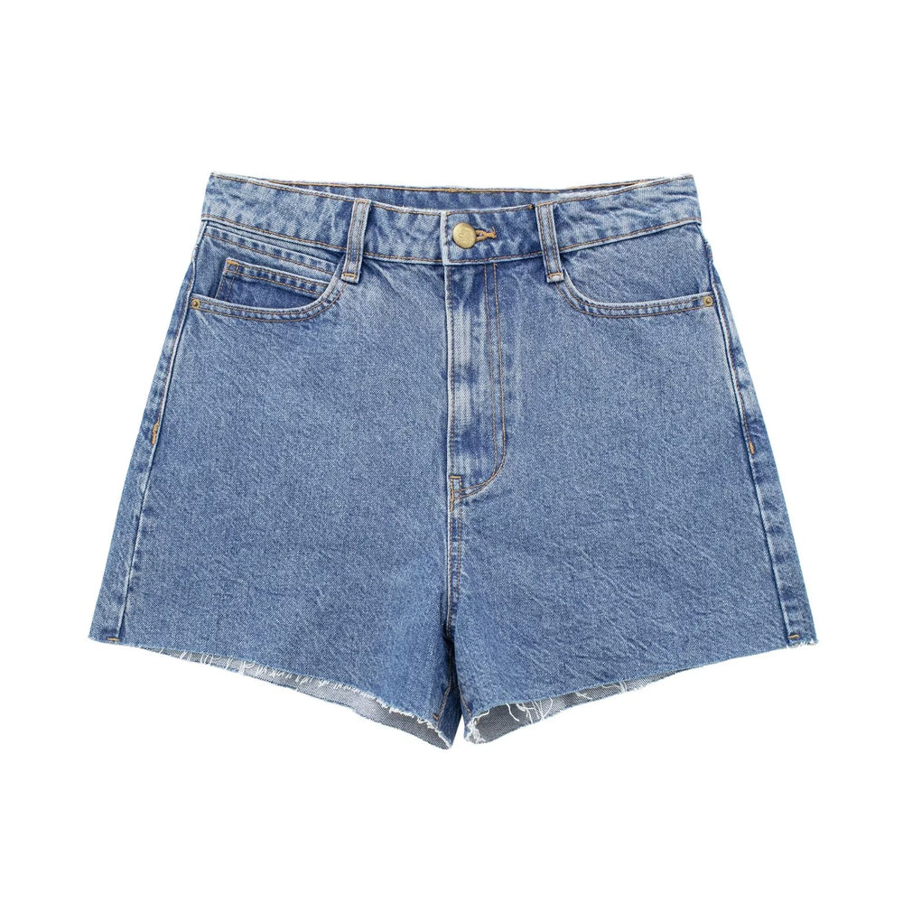 Frayed Hem High Waist Shorts