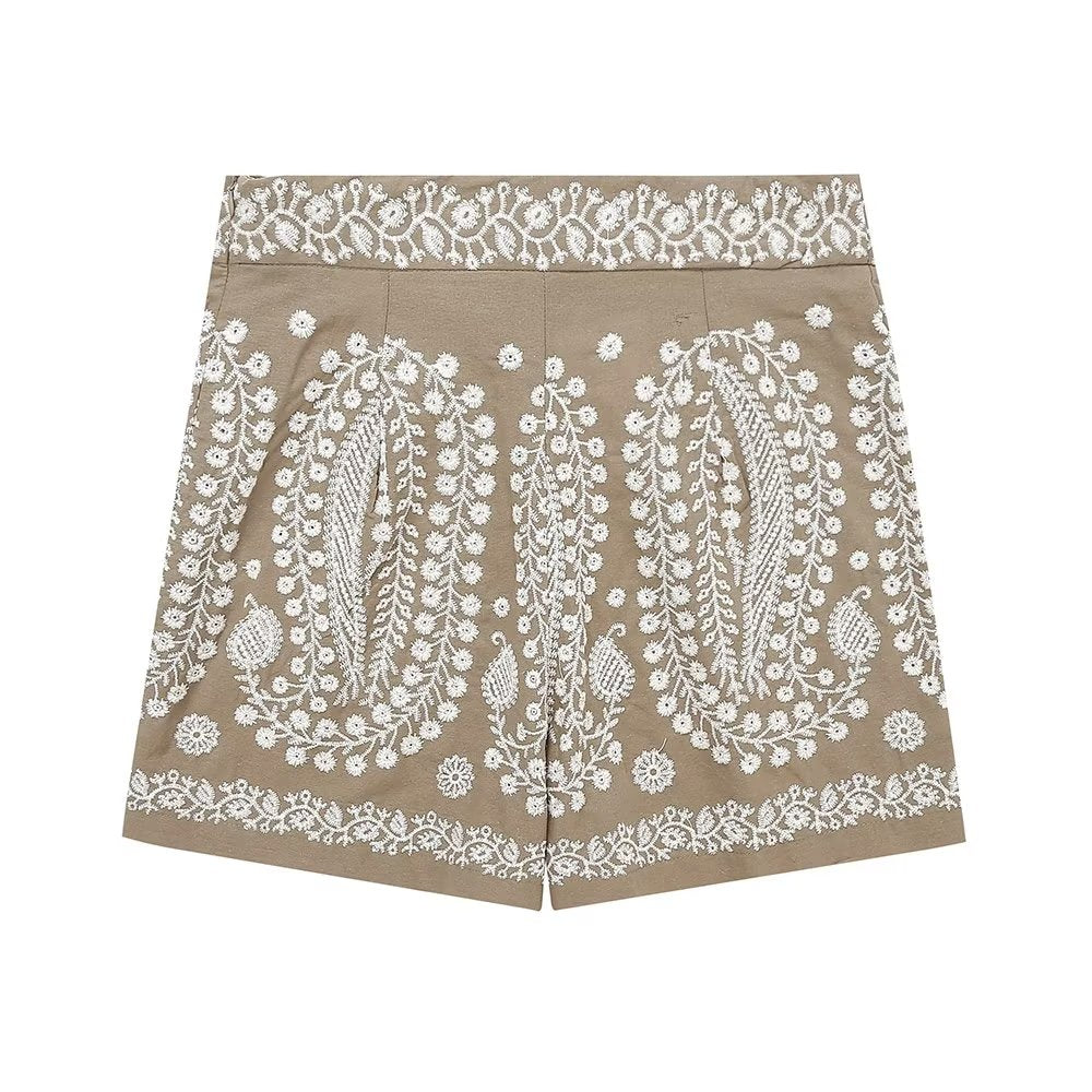 
                      
                        Embroidered High Waist Shorts
                      
                    