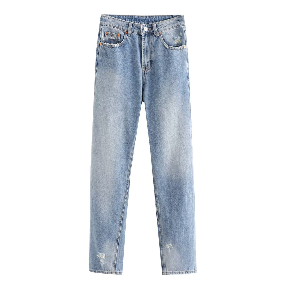 
                      
                        High Waist Medium Wash Jeans
                      
                    