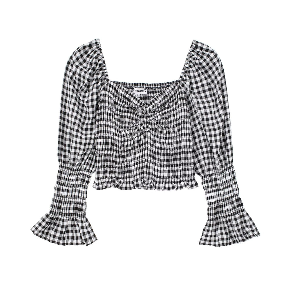 
                      
                        Lantern Sleeve Gingham Top
                      
                    