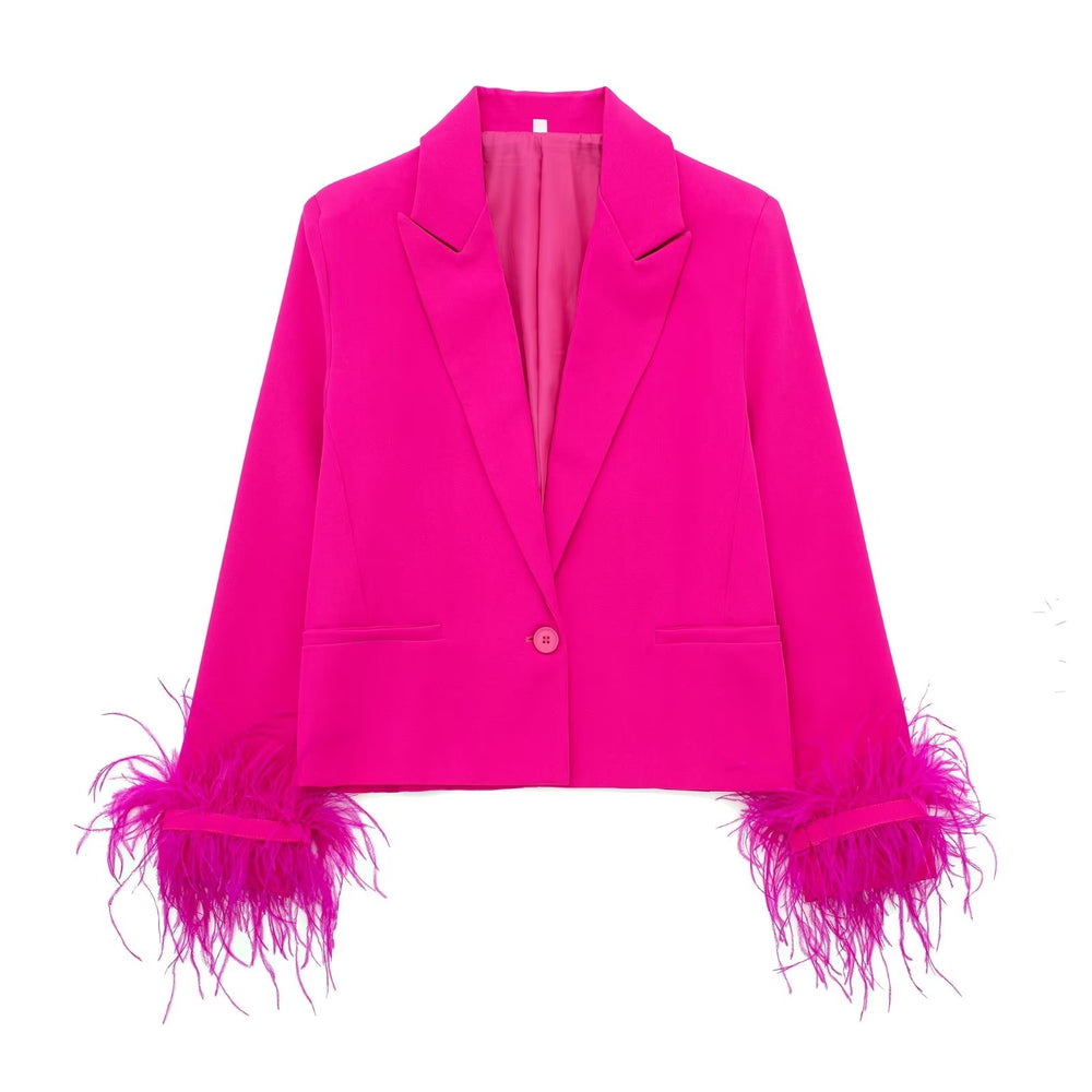 Feather Hem Short Blazer