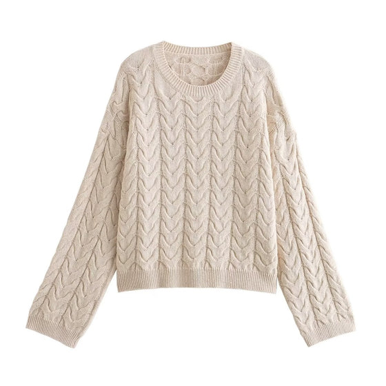 Chunky Knit Crew Neck Long Sleeve Sweater