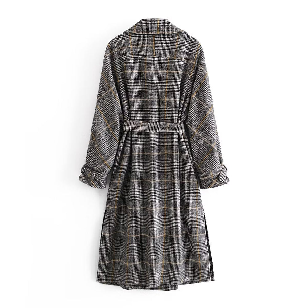 
                      
                        Belted Plaid 3/4 Length Coat
                      
                    