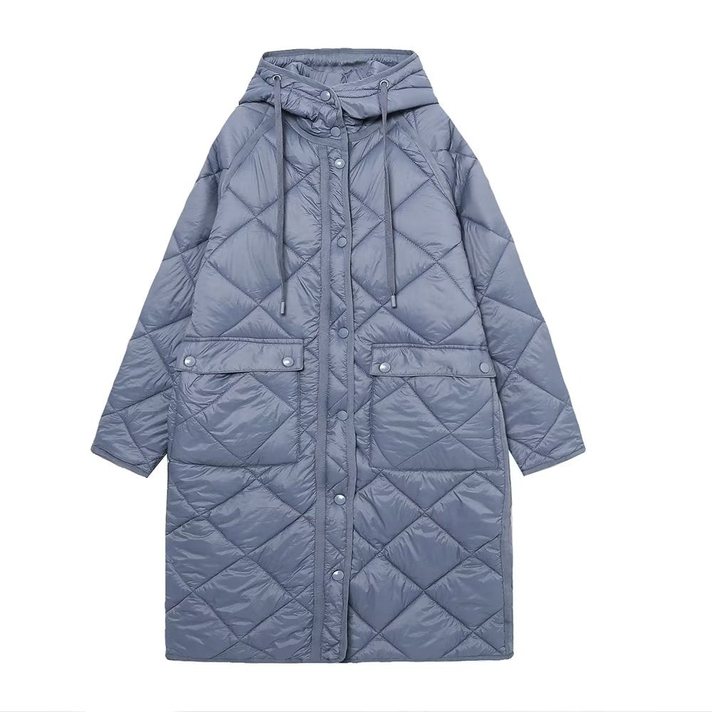 
                      
                        Quilted 3/4 Length Hooded Coat
                      
                    