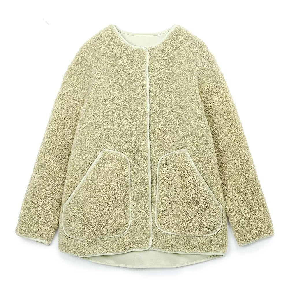 
                      
                        Shearling Crew Neck Jacket
                      
                    