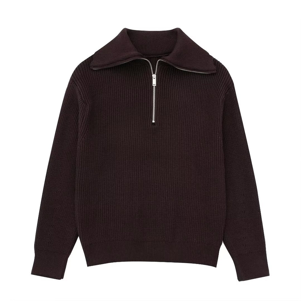 
                      
                        Half Zip Collared Long Sleeve Sweater
                      
                    