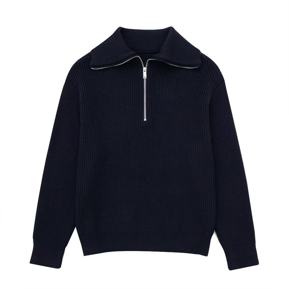 
                      
                        Half Zip Collared Long Sleeve Sweater
                      
                    