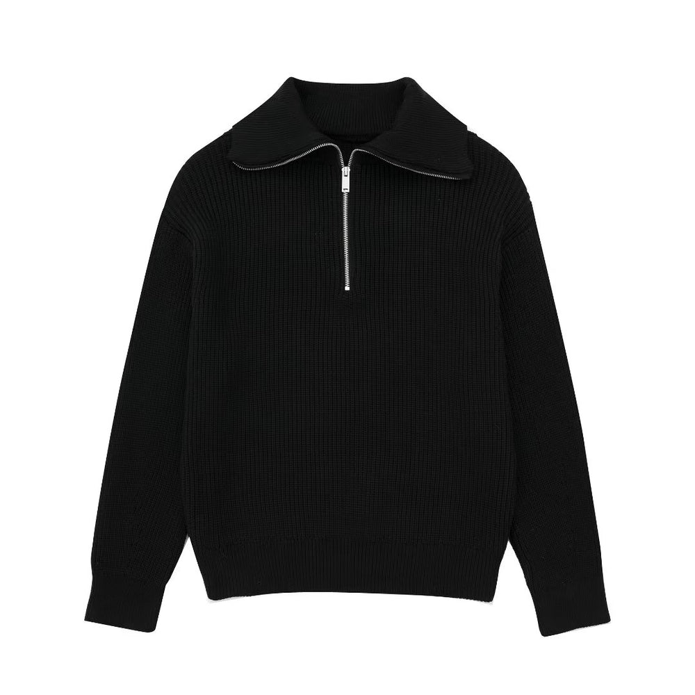 
                      
                        Half Zip Collared Long Sleeve Sweater
                      
                    