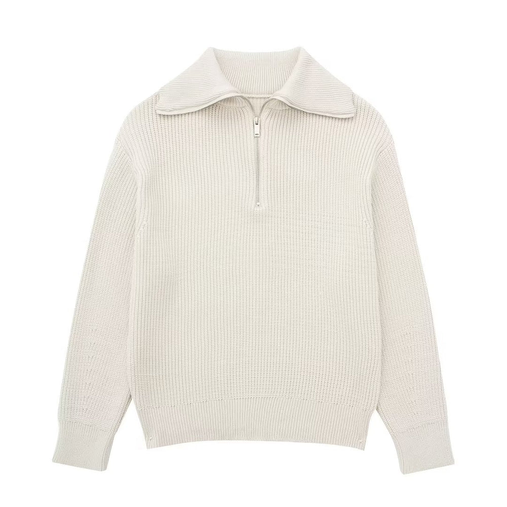 
                      
                        Half Zip Collared Long Sleeve Sweater
                      
                    