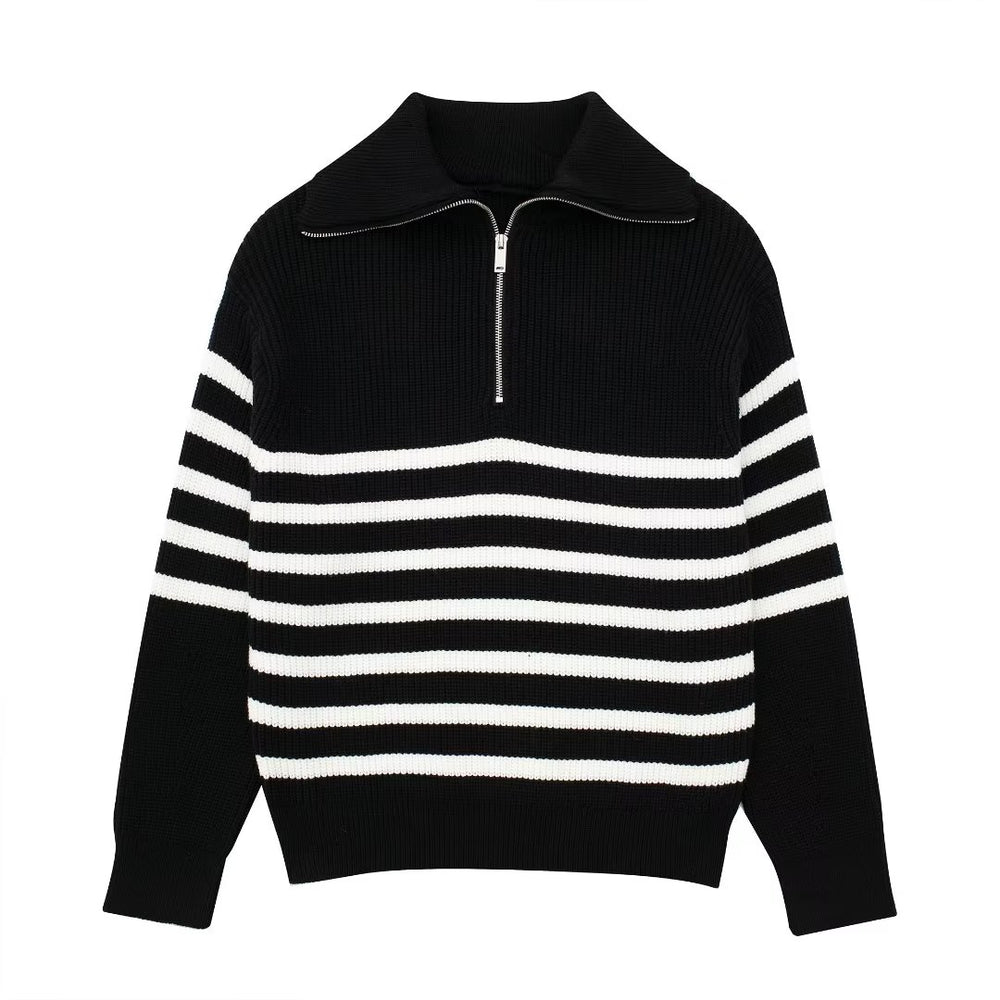 Half Zip Collared Long Sleeve Sweater