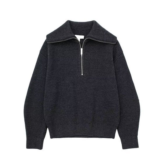 Half Zip Collared Long Sleeve Sweater