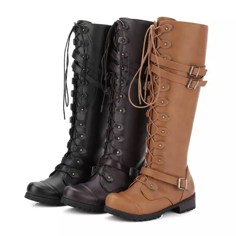 
                  
                    Round Toe Laced Up Tall Boots
                  
                