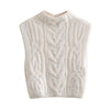 Sleeveless Cropped Cable Knit Sweater