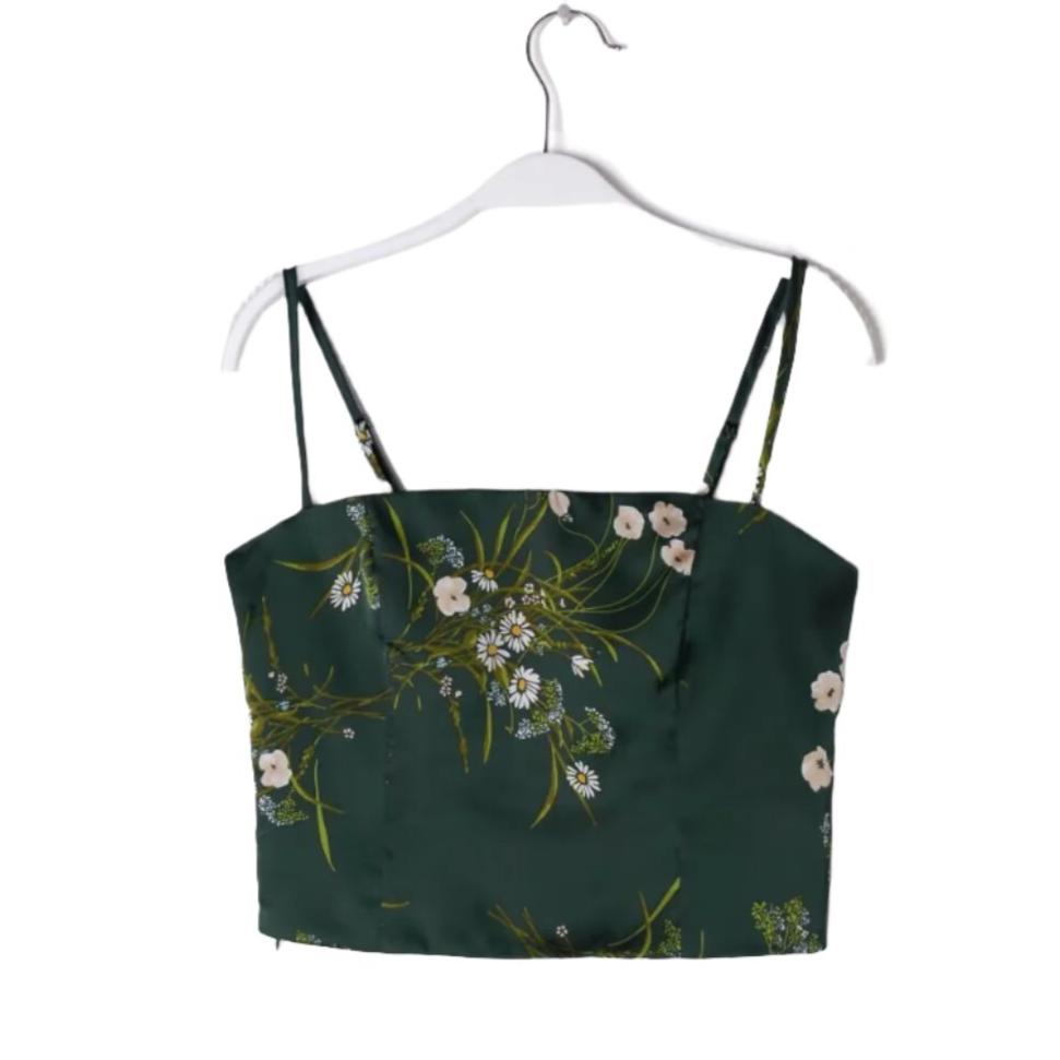 
                      
                        Adjustable Strap Floral Print Satin Top
                      
                    