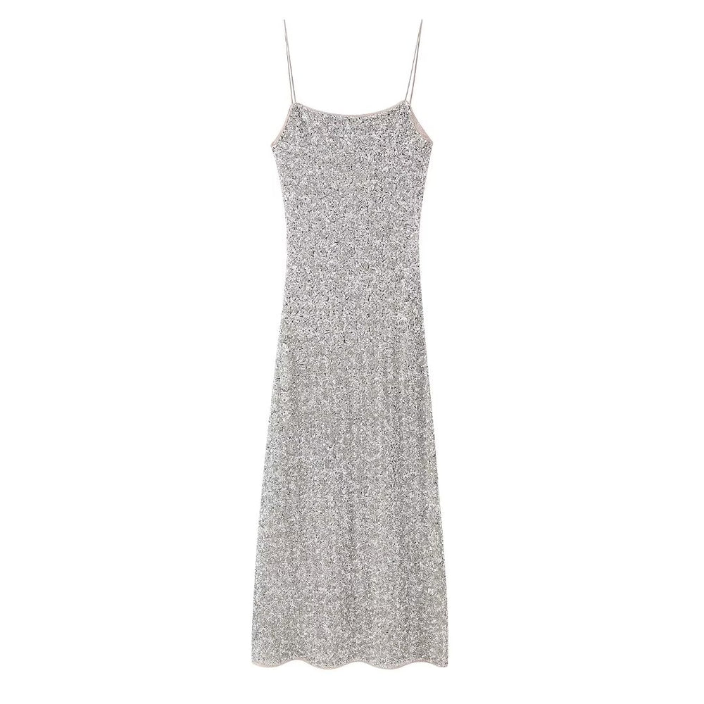 
                  
                    Sequined Spaghetti Strap Midi Dress
                  
                